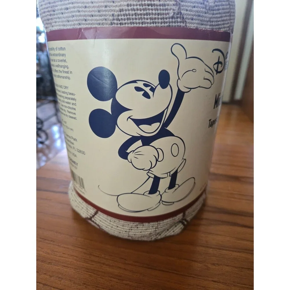 Disney Parks Mickey Mouse Tapestry Woven Throw Blanket 100% Cotton 45 x 60